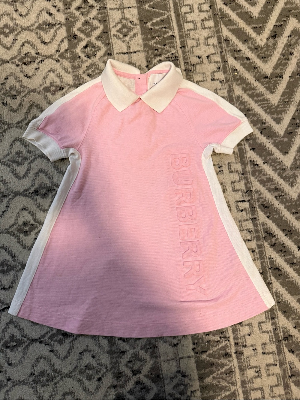 Burberry Girls Pink White Polo Dress Size 4Y 104cm